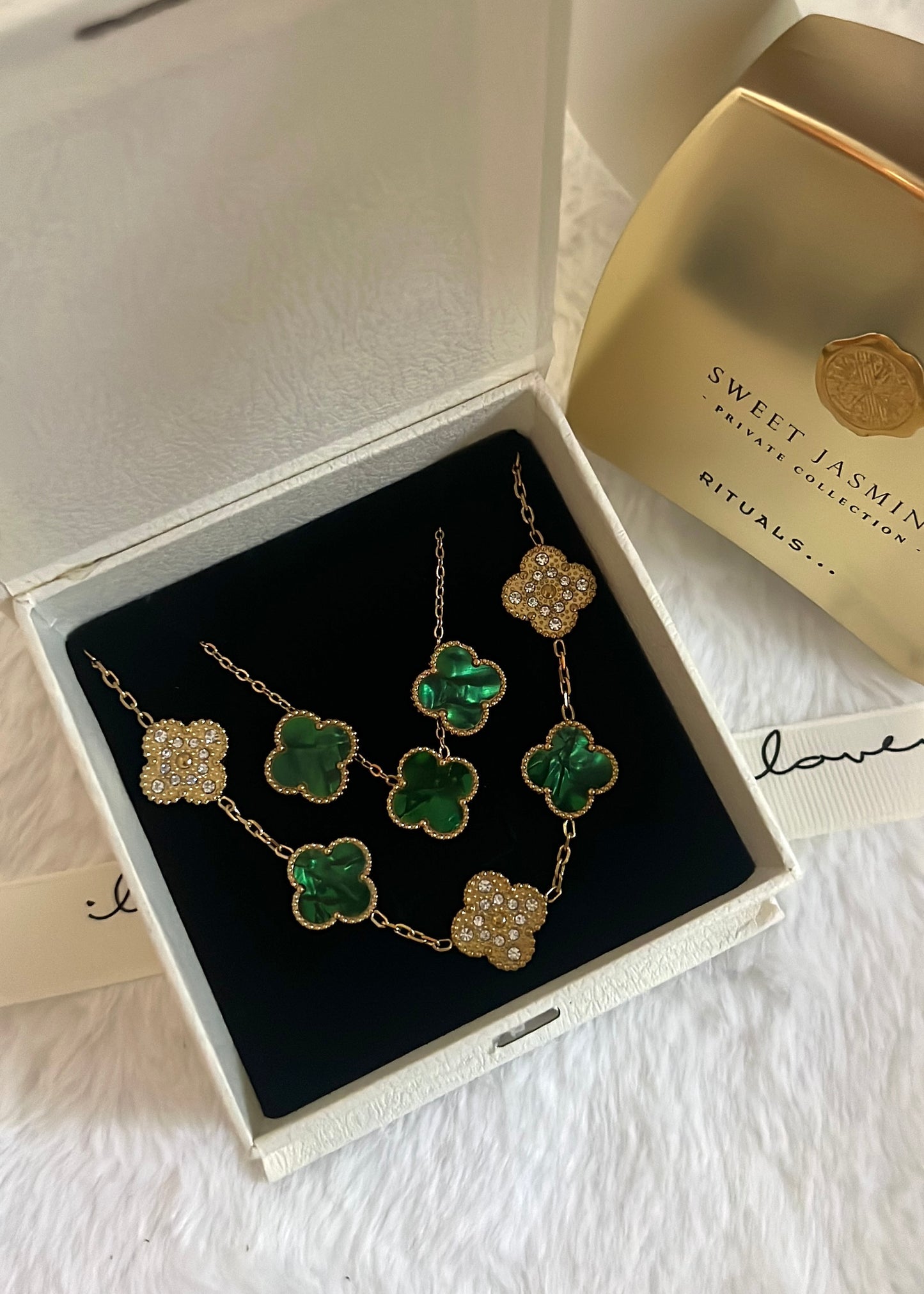 Set Diamond Clover || Marble Green