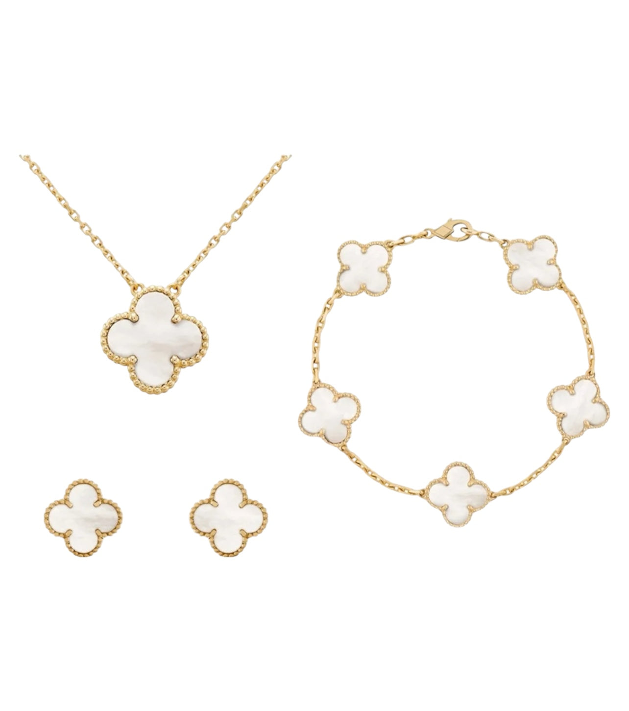 Set One Clover Natural Shell || White
