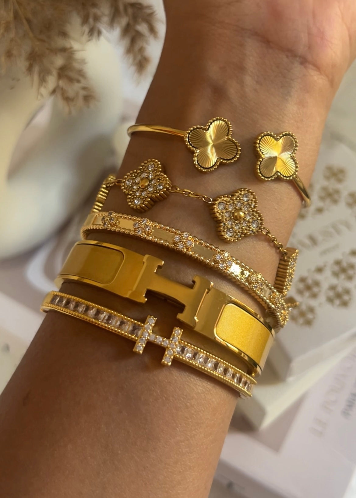 Pulsera Clover Diamond || Gold