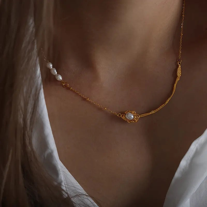 Natürliche Perlenkette || Rose & Perle