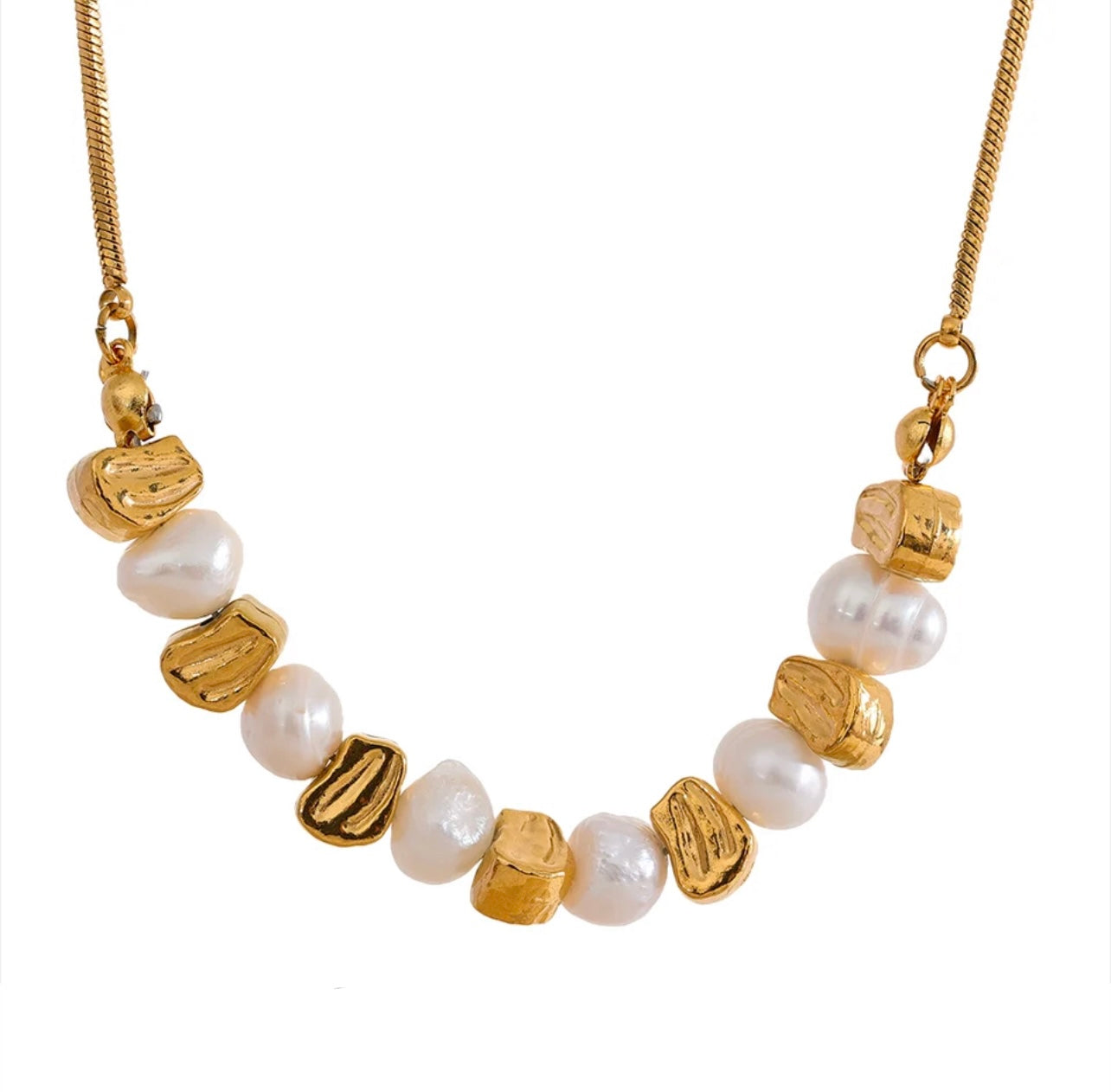 Natürliche Perlenkette || Goldene Perle