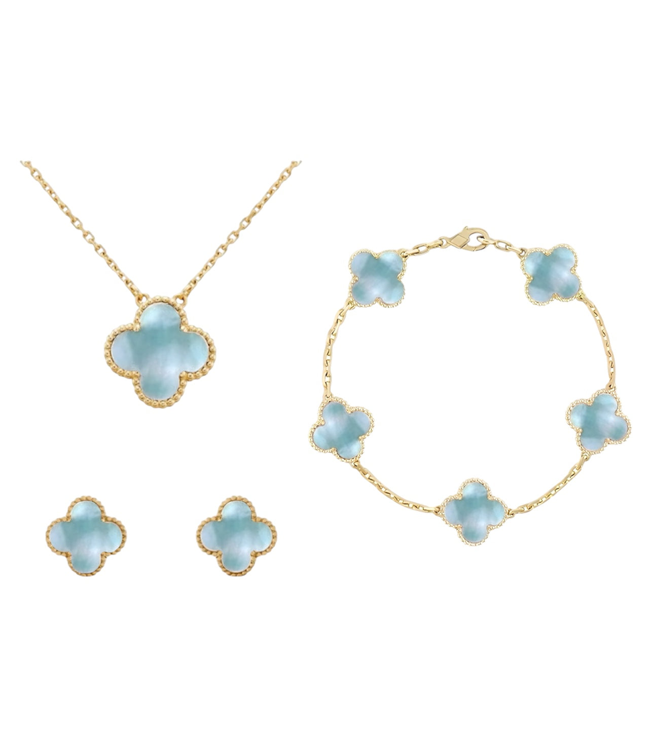 Set One Clover Natural Shell || Light Blue