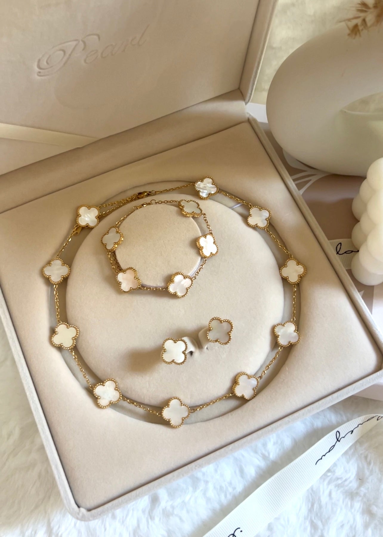 Set 10 Motif Natural Shell || White