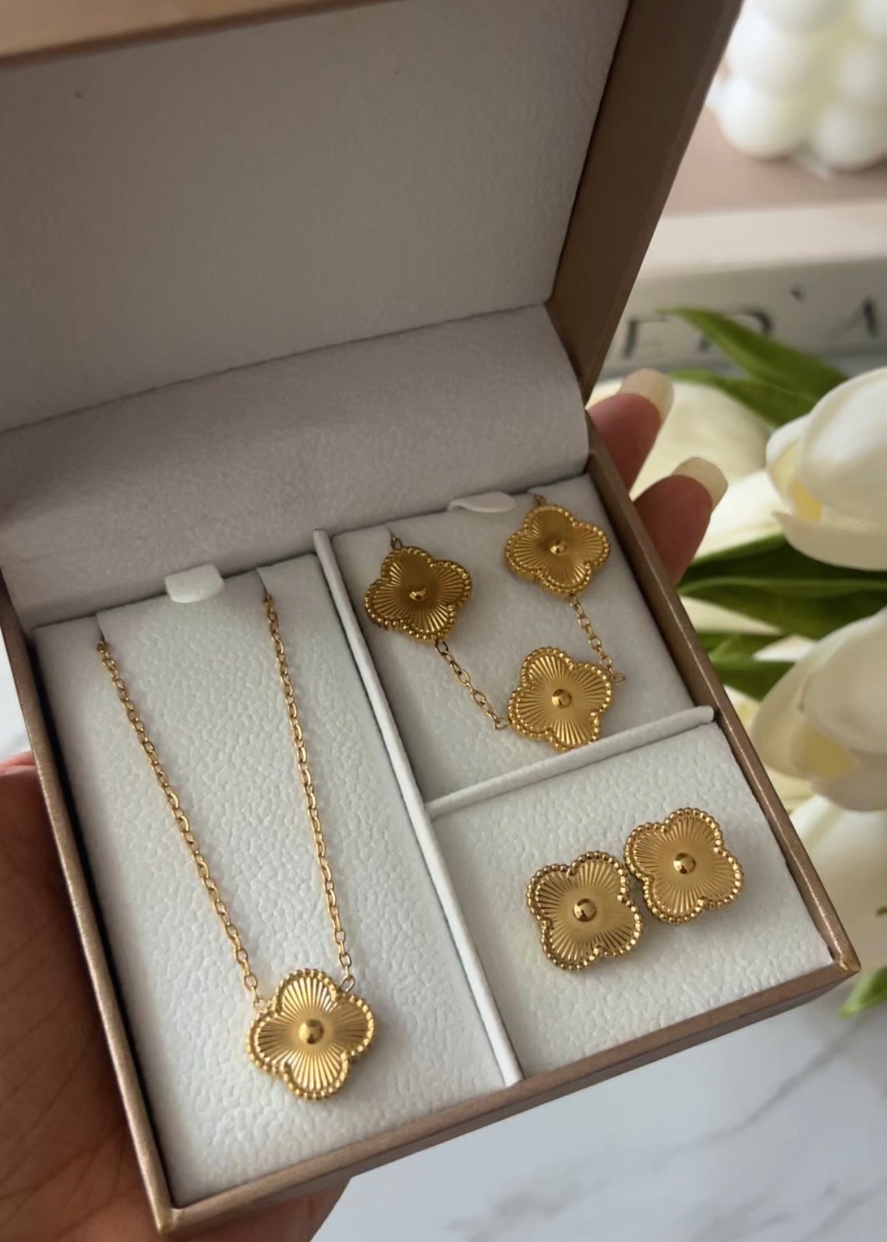 Goldenes Kleeblatt-Set
