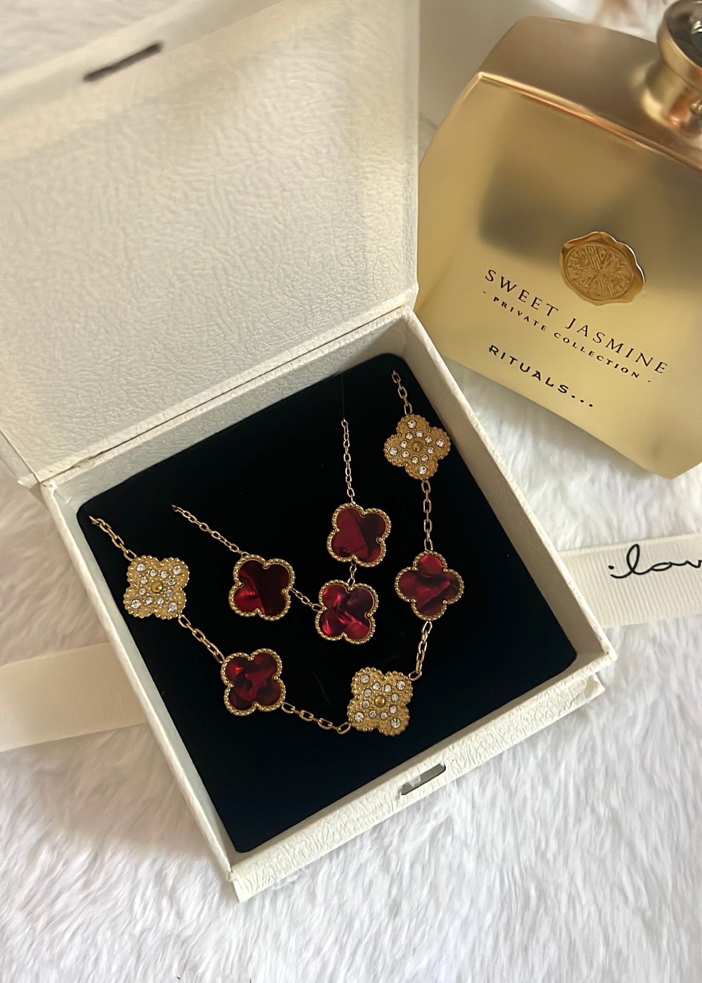 Set Diamond Clover || Marble Burgundy