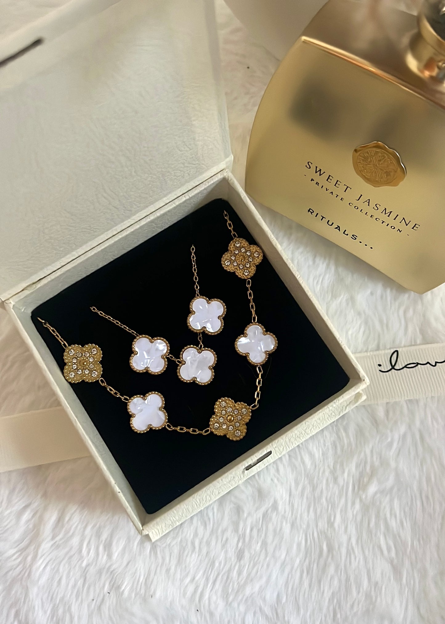 Set Diamond Clover || White