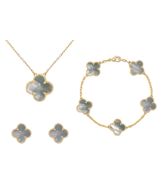 Set One Clover Natural Shell || Grey