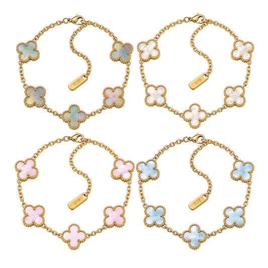 Pulsera Mini Clover || Natural Shell