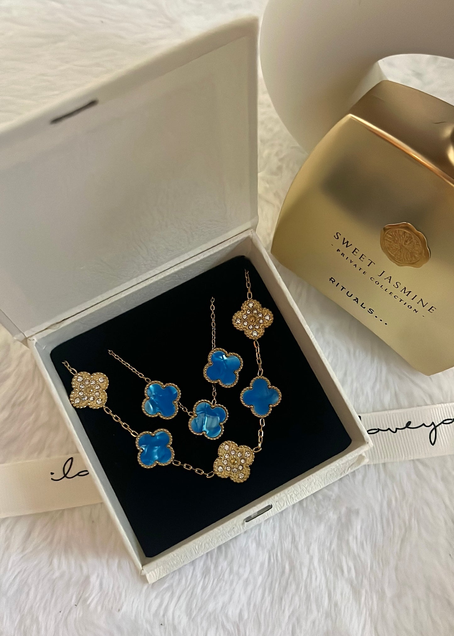 Set Diamond Clover || Marble Turquoise