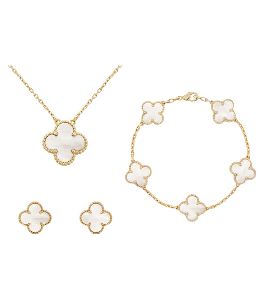 Set One Clover Natural Shell || White