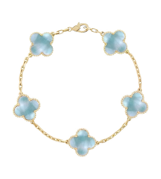 Pulsera Clover Natural Shell || Baby Blue