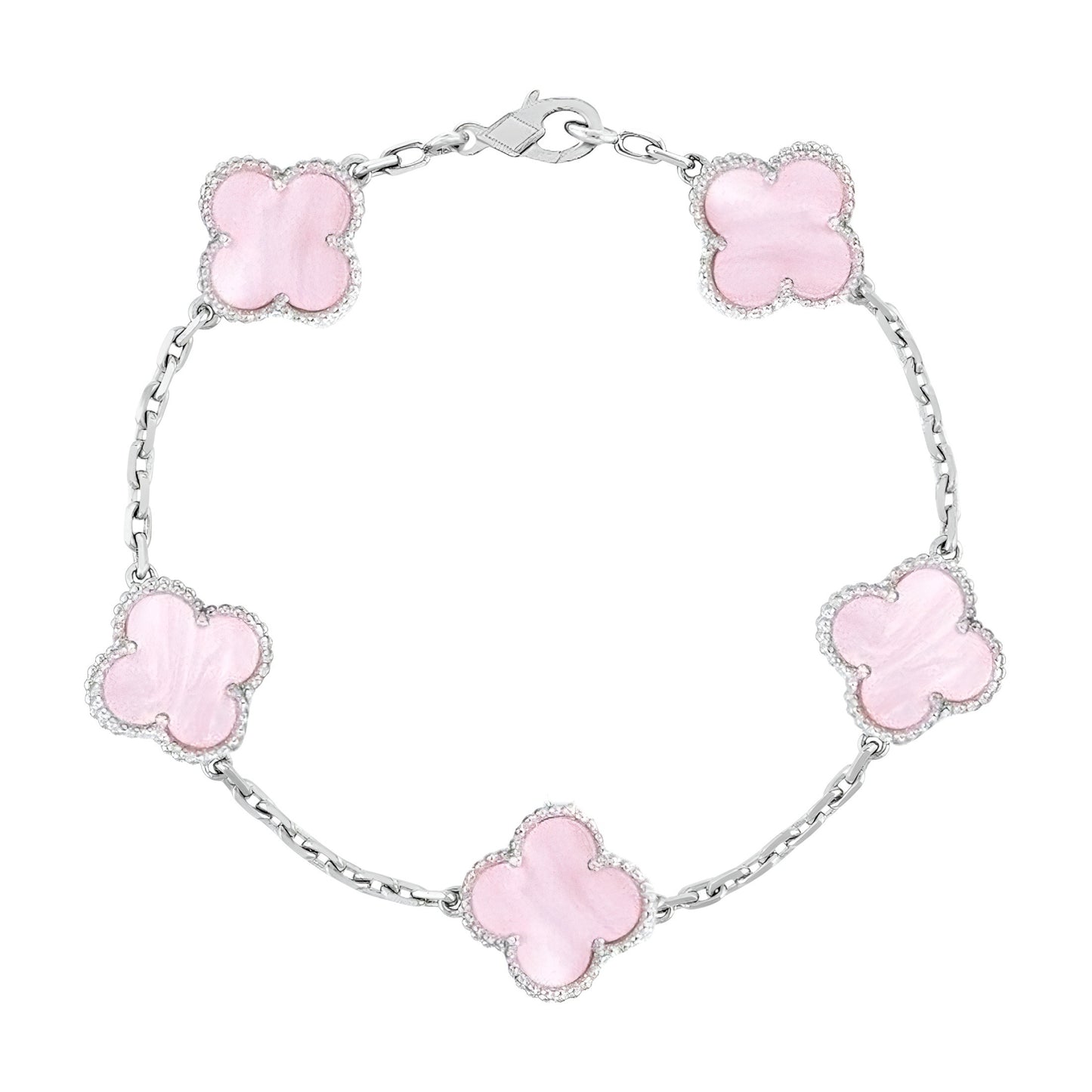 Pulsera Clover Natural Shell || Pink (Silver)