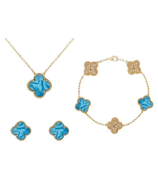 Set Diamond Clover || Marble Turquoise