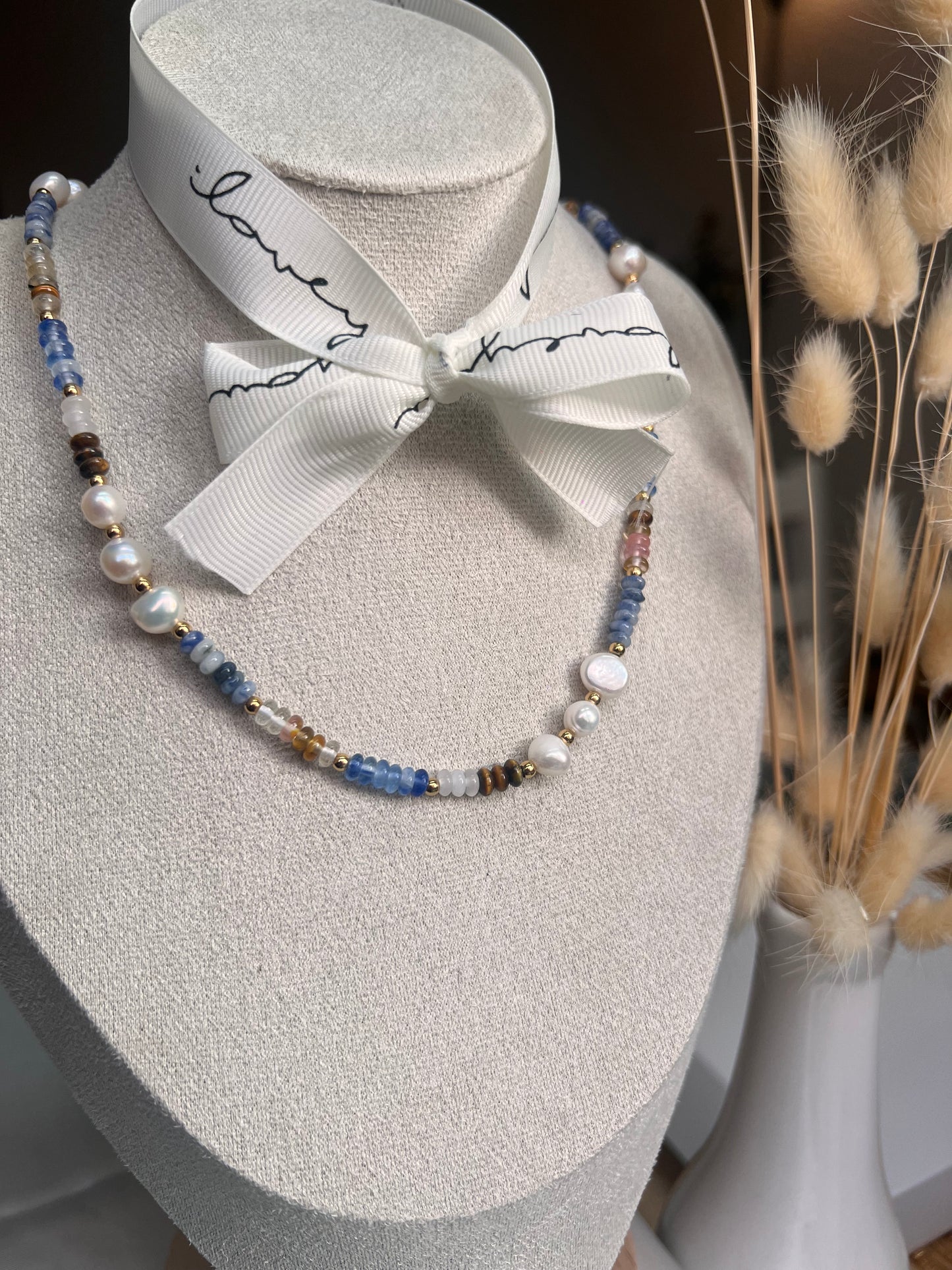 Collar de Perla Naturales & Lapislázuli
