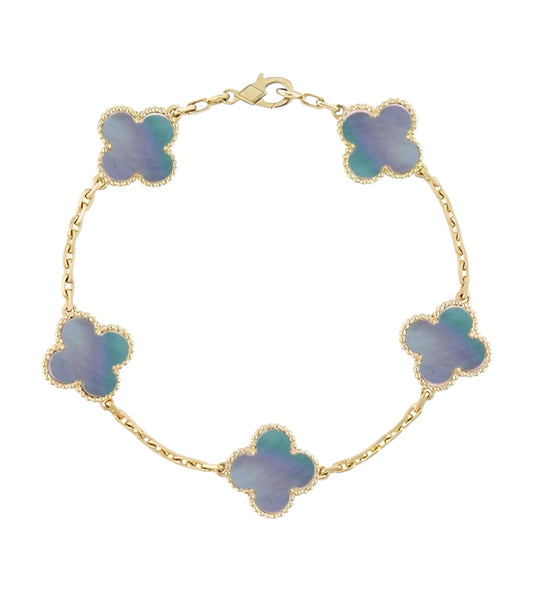 Pulsera Clover Natural Shell || Grey