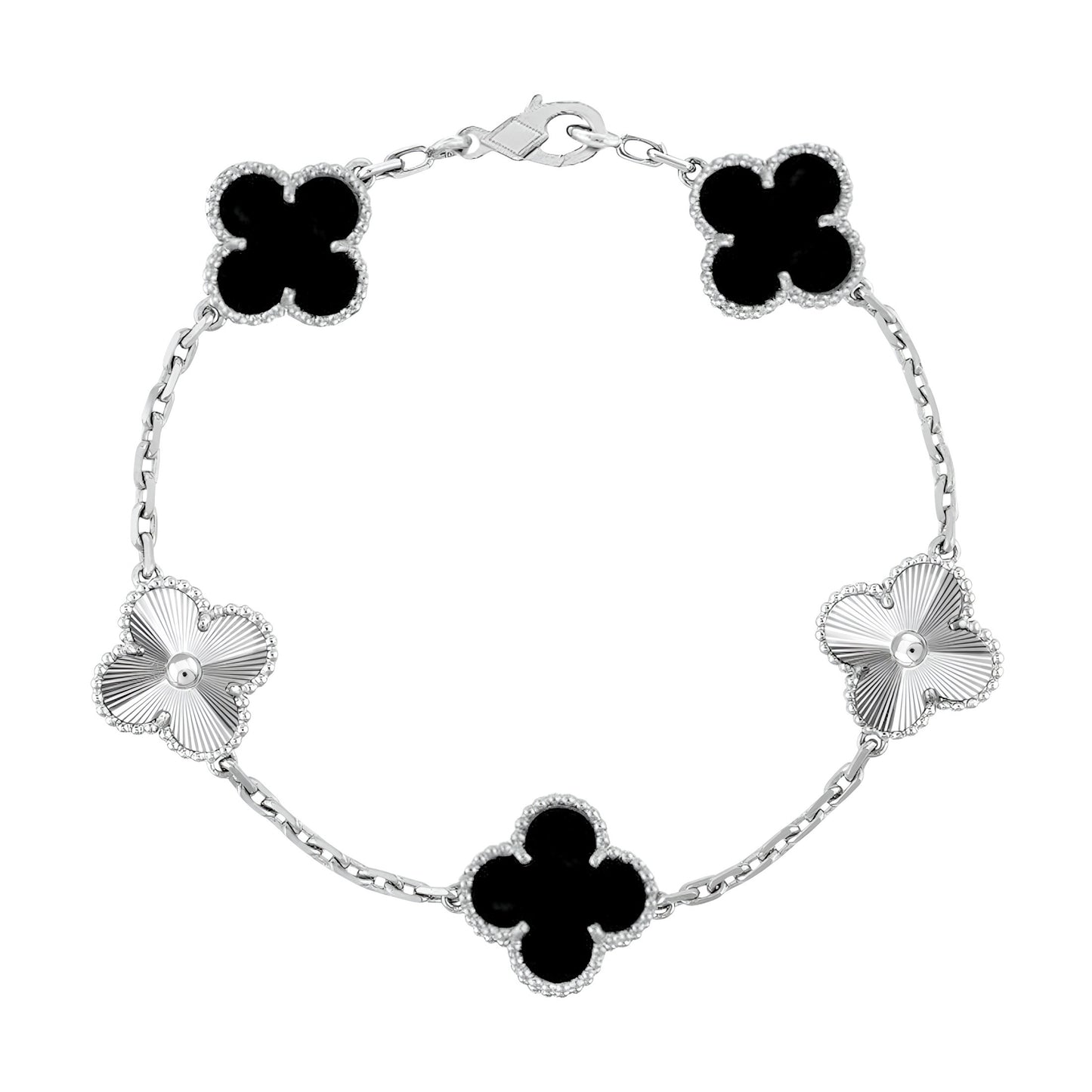Pulsera Clover Laser || Black (Silver)