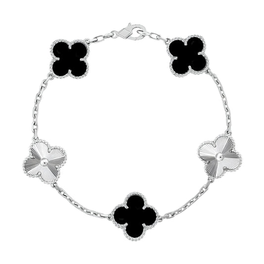 Pulsera Clover Laser || Black (Silver)