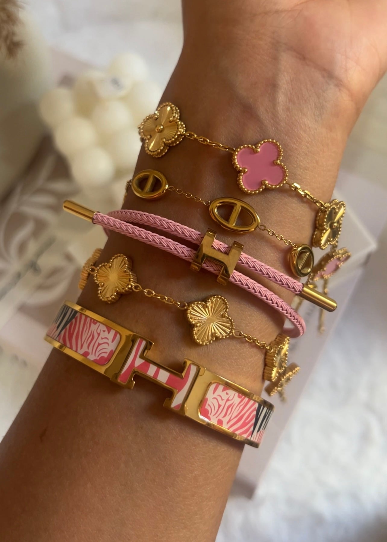 Pulsera Clover Laser || Pink