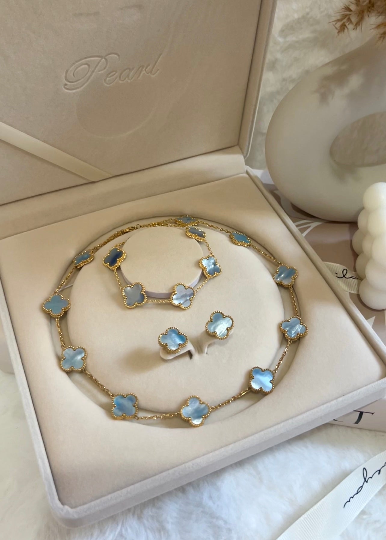 Set 10 Motif Natural Shell || Light Blue
