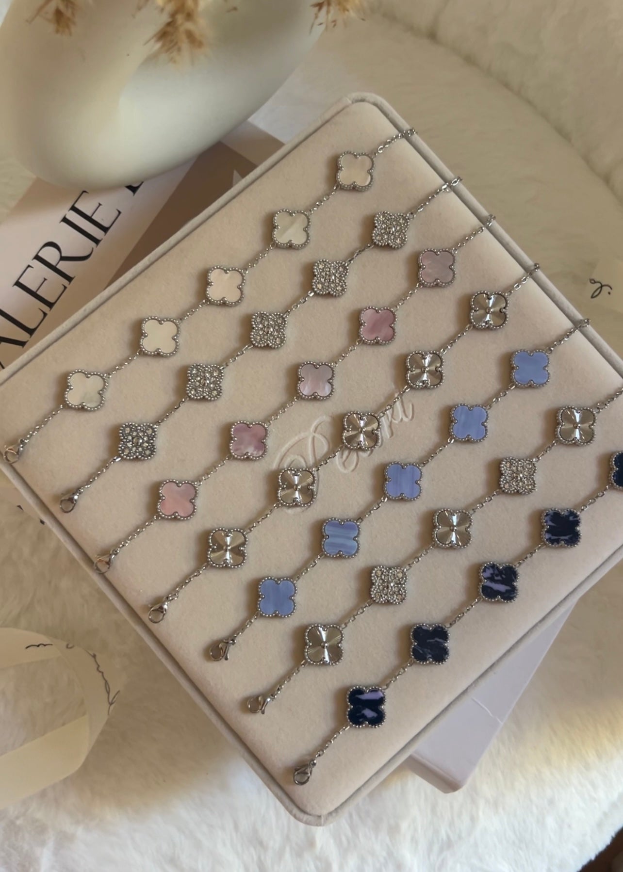 Pulsera Clover Natural Stone || Peter Stone (Silver)