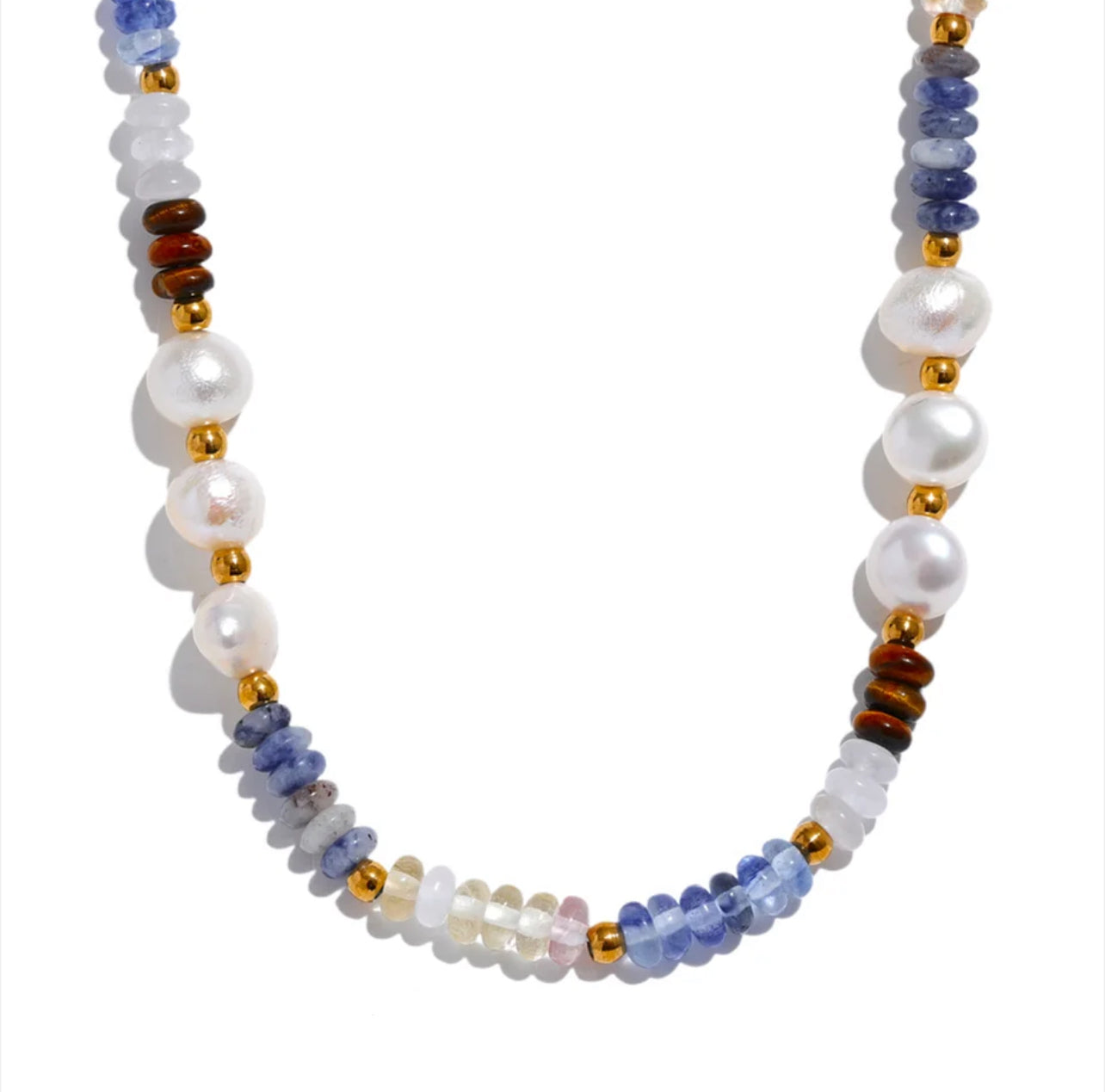 Collar de Perla Naturales & Lapislázuli
