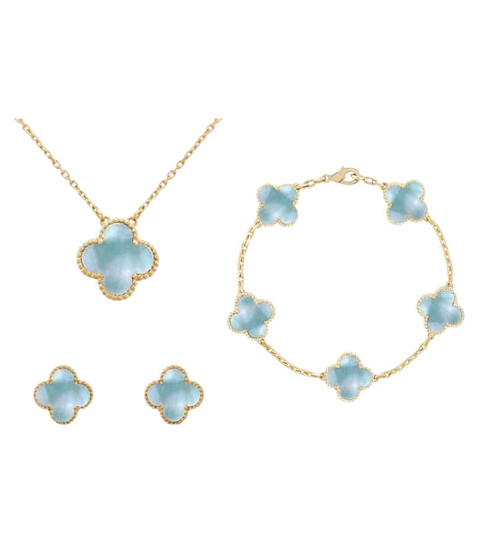 Set One Clover Natural Shell || Light Blue