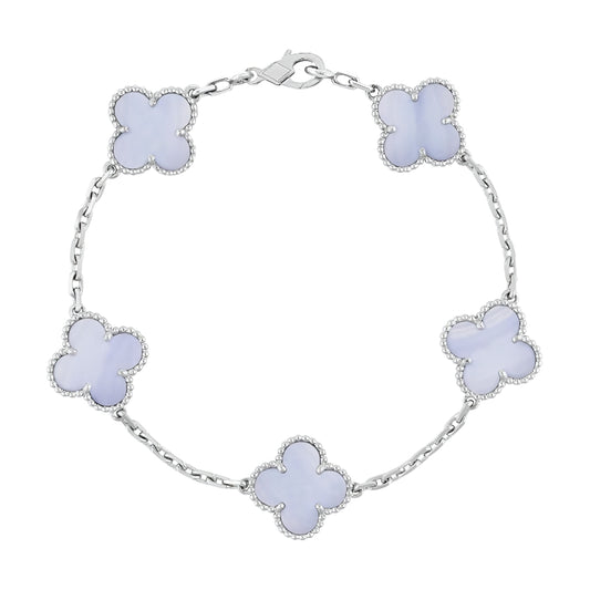 Pulsera Clover Natural Stone || Lilac (Silver)