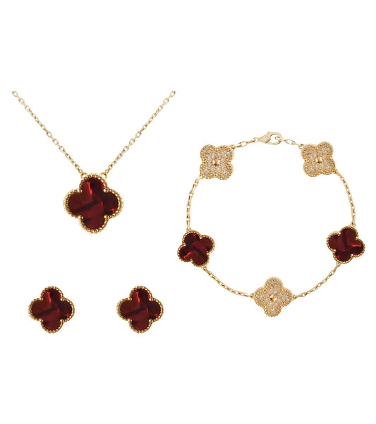 Set Diamond Clover || Marble Burgundy