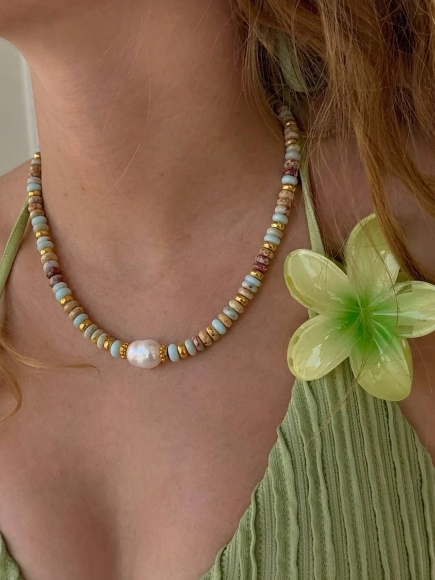 Natural Pearl &amp; Shoushan Necklace
