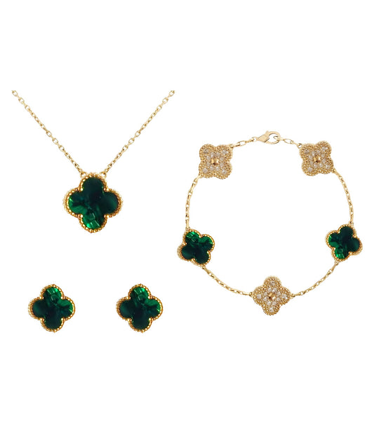 Set Diamond Clover || Marble Green