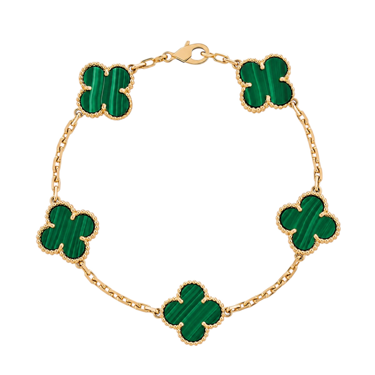 Pulsera Clover Natural Stone || Malachite
