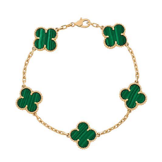 Pulsera Clover Natural Stone || Malachite