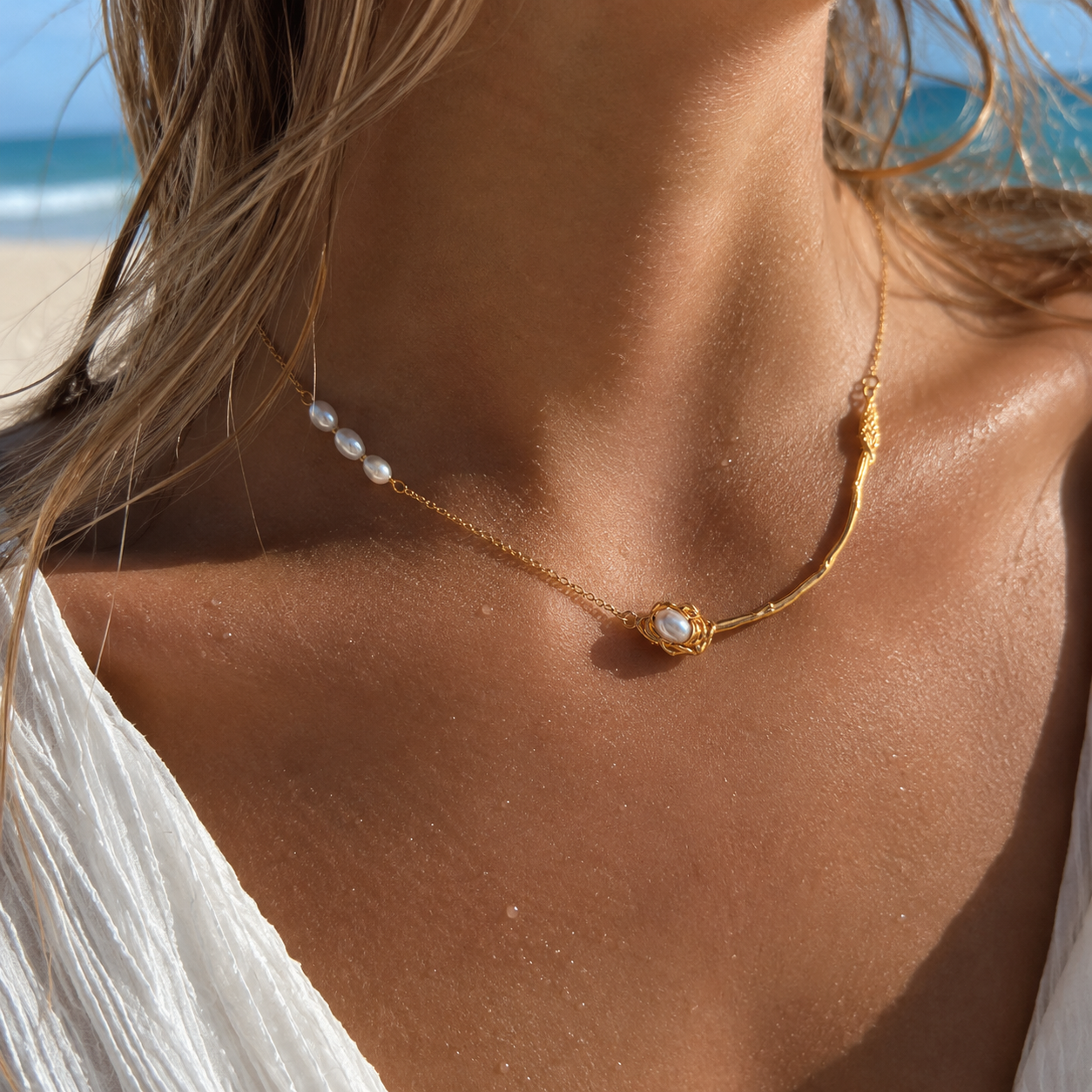 Natural Pearl Necklace || Rosé &amp; Pearl